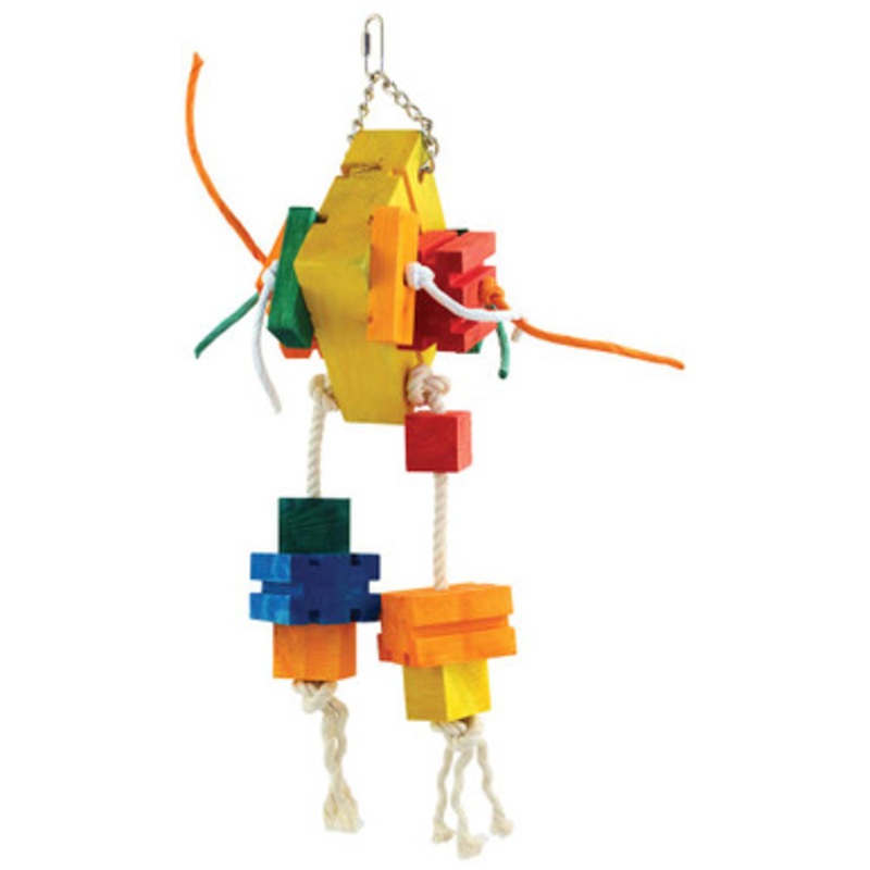 Hector Wood & Rope Stacker Parrot Toy