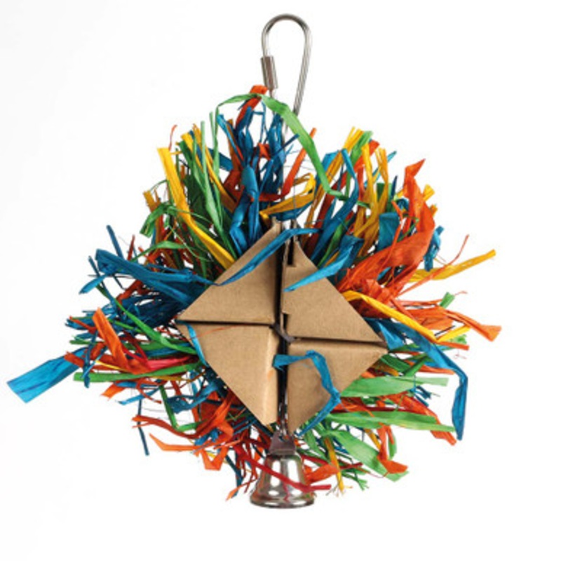 Raffia Rainbow Ringer Shredding Parrot Toy