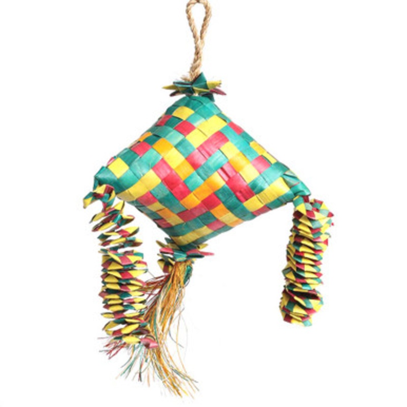 Triangle Bouncer Extra Large Natural Woven Palm Leaf Parrot Toy