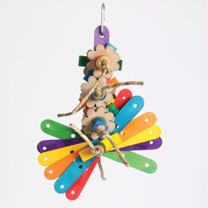 Coloured Bamboo Sticks Flower Drop Parrot Toy