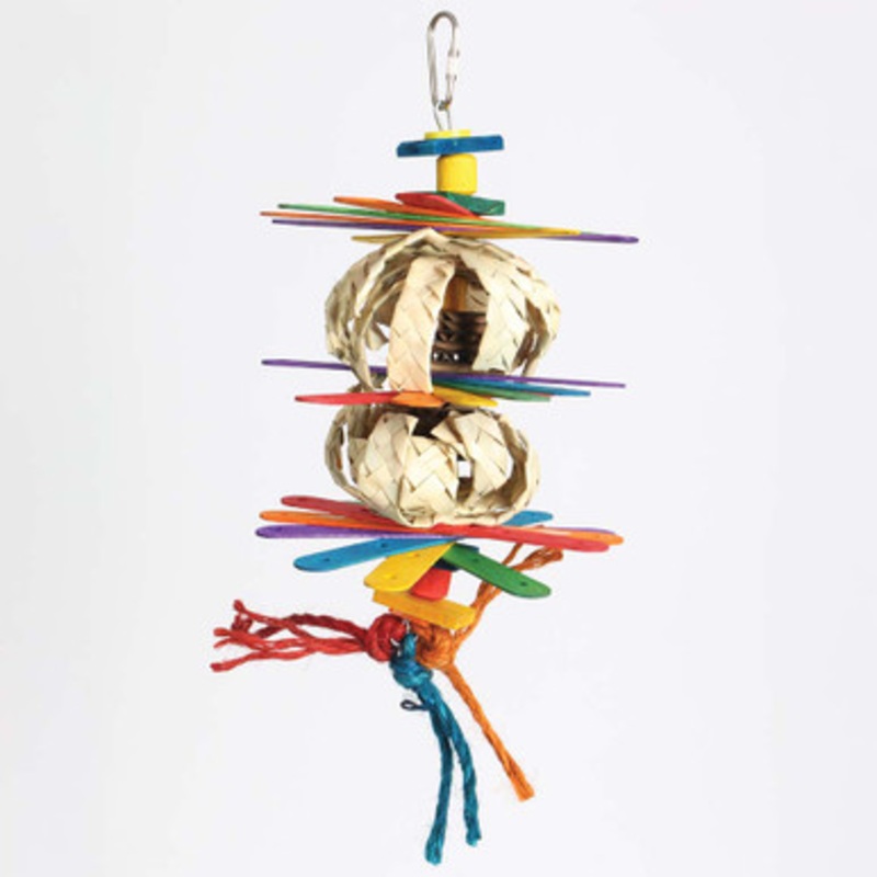 Coloured Bamboo Sticks PomPom Parrot Toy