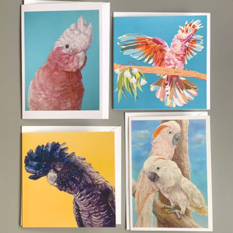 Cute Cockatoos Greeting Cards Pack of 4 Assorted