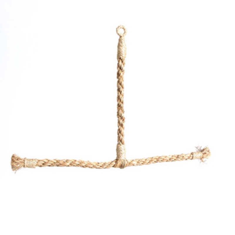 Natural Abaca Rope T Shaped Parrot Perch Small