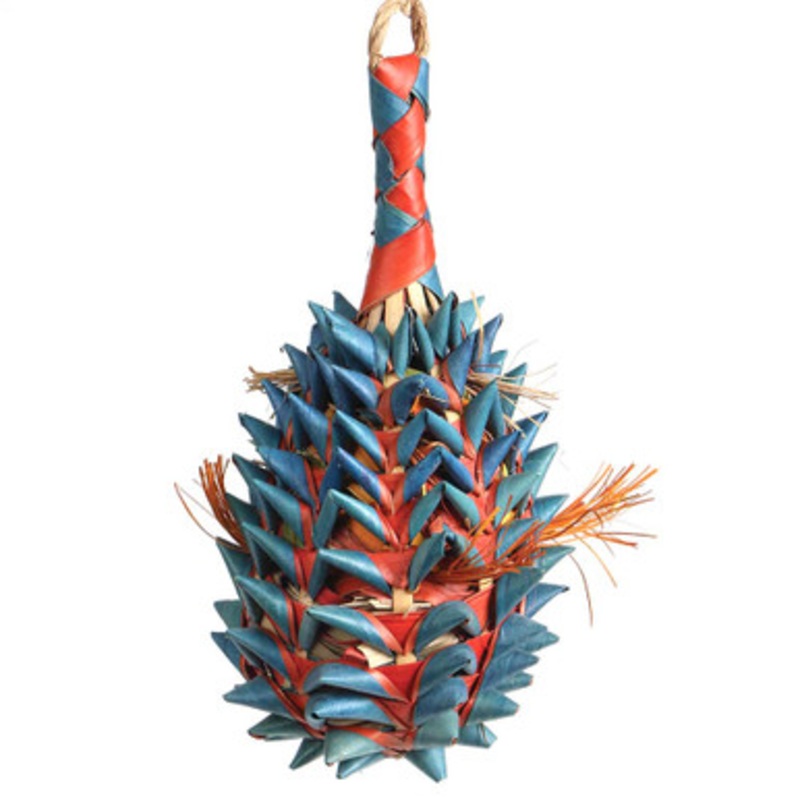 Pineapple Pinata Large Natural Woven Palm Leaf Parrot Toy