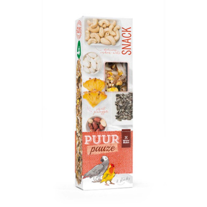 PUUR Twin Pack Pineapple and Peanut Parrot Treat Sticks 140g