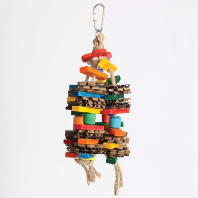Rolly Wood and Cardboard Shredding Legs Parrot Toy