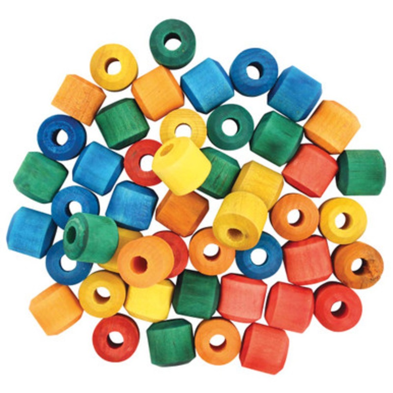 Coloured Wood Barrel Beads – Pack of 48