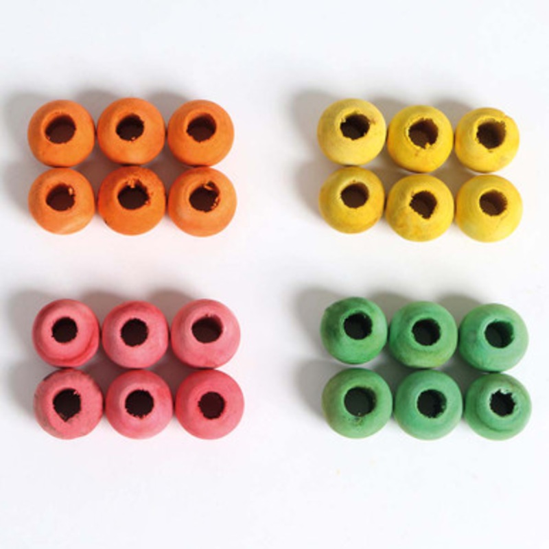 Colourful Wood Beads 3/4 – Pack of 24