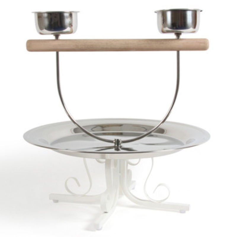King’s Round Dish Table Top Parrot Play Stand White