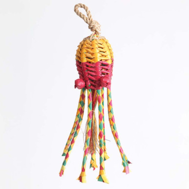 Kraken Natural Woven Palm Leaf Parrot Toy Large
