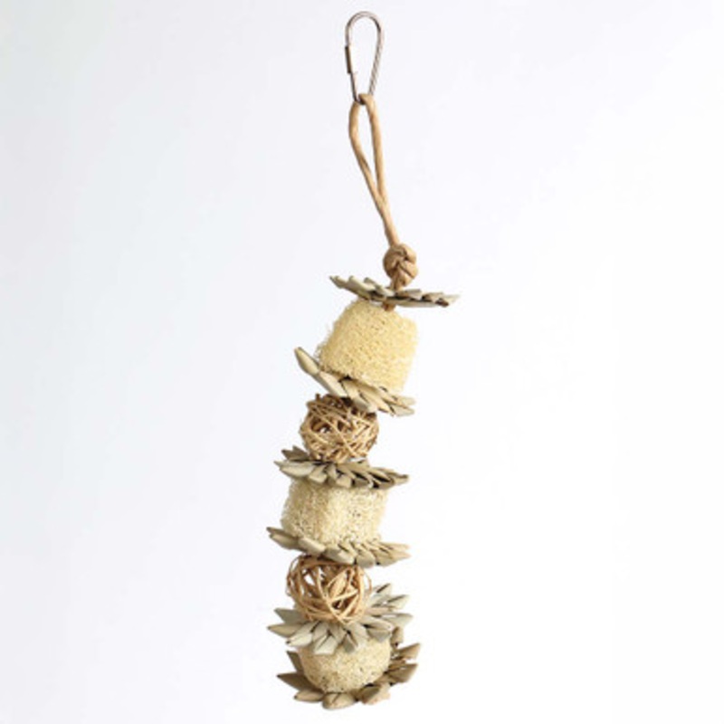 Loofah Flower Stacker Natural Parrot Toy