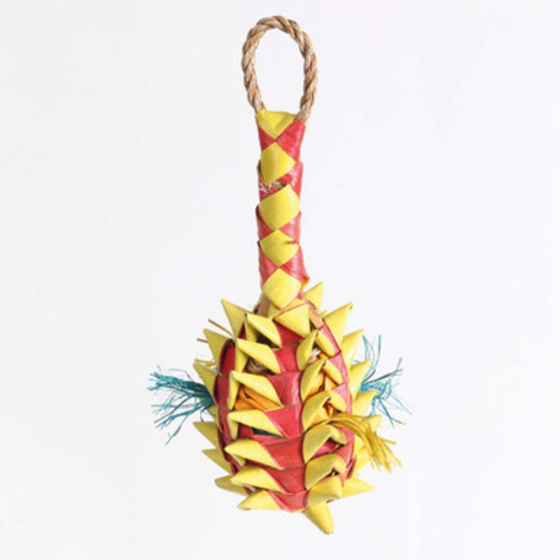 Pineapple Pinata Small Natural Woven Palm Leaf Parrot Toy