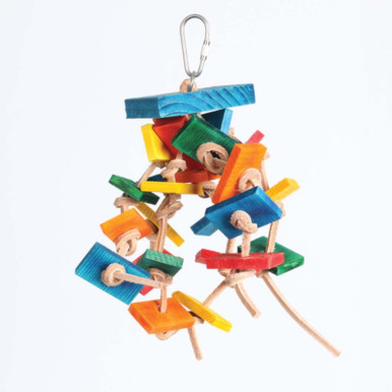 Slats and Knots Wood and Leather Parrot Toy
