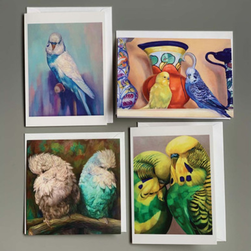 Beautiful Budgies Greeting Cards Pack of 4