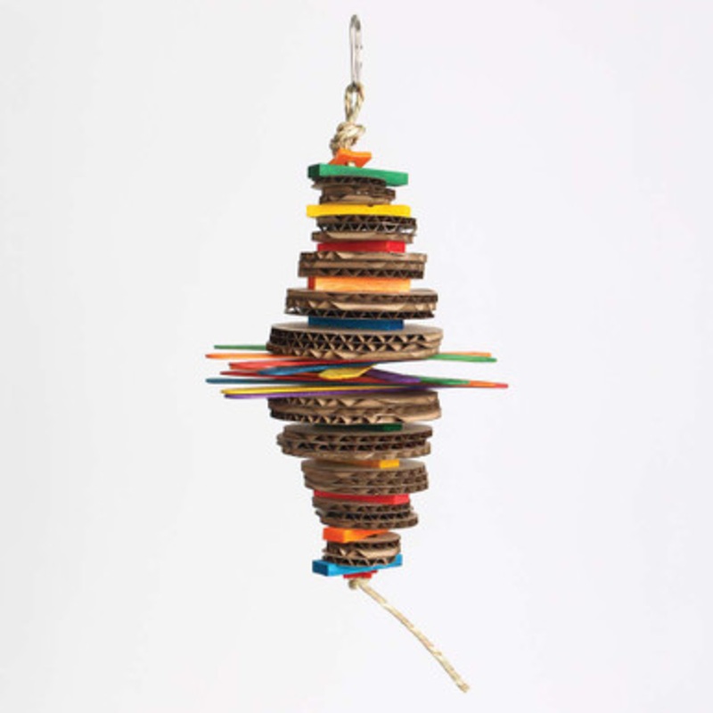 Coloured Bamboo Sticks Cardboard Stacker Parrot Toy
