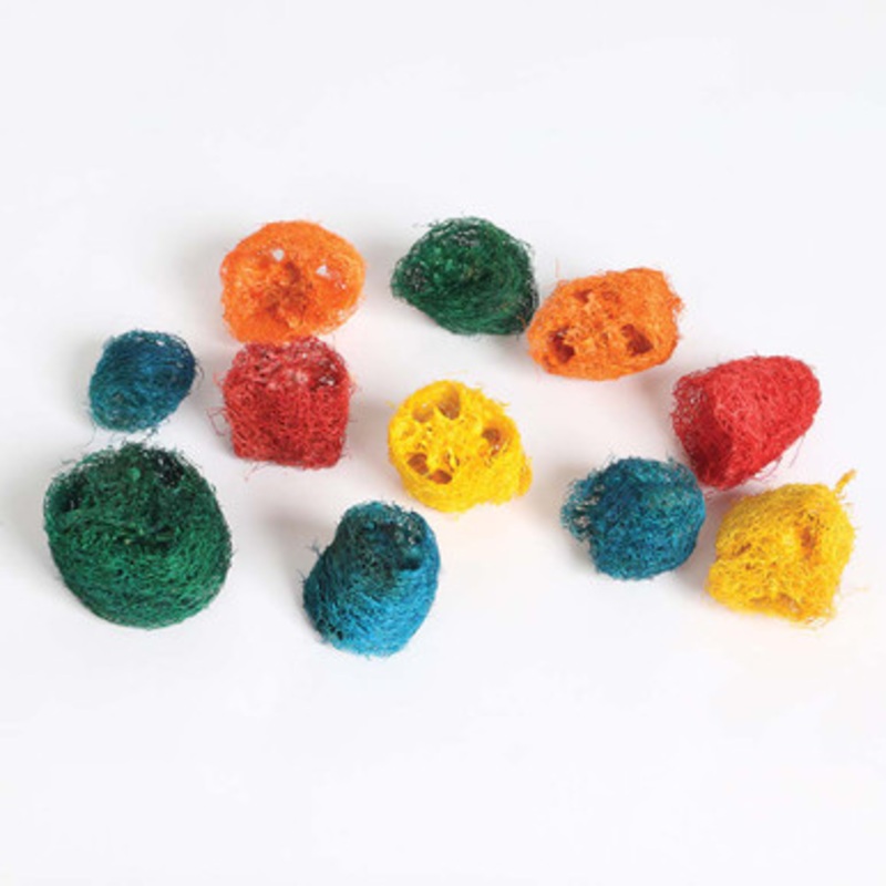 Coloured Loofah Pieces Parrot Toy Making Parts