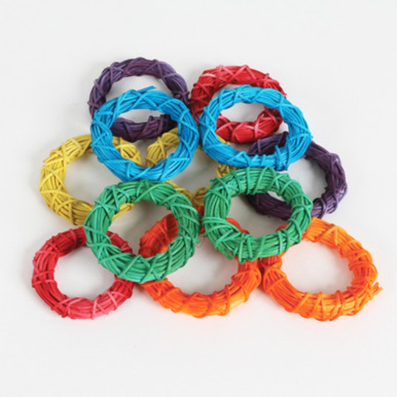Coloured Willow Rings Woven Chew Toy for Parrots Pack of 12