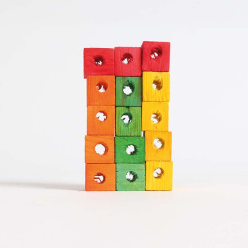 Colourful Wooden Cubes – Small – Parrot Toy Parts – 15 Pack