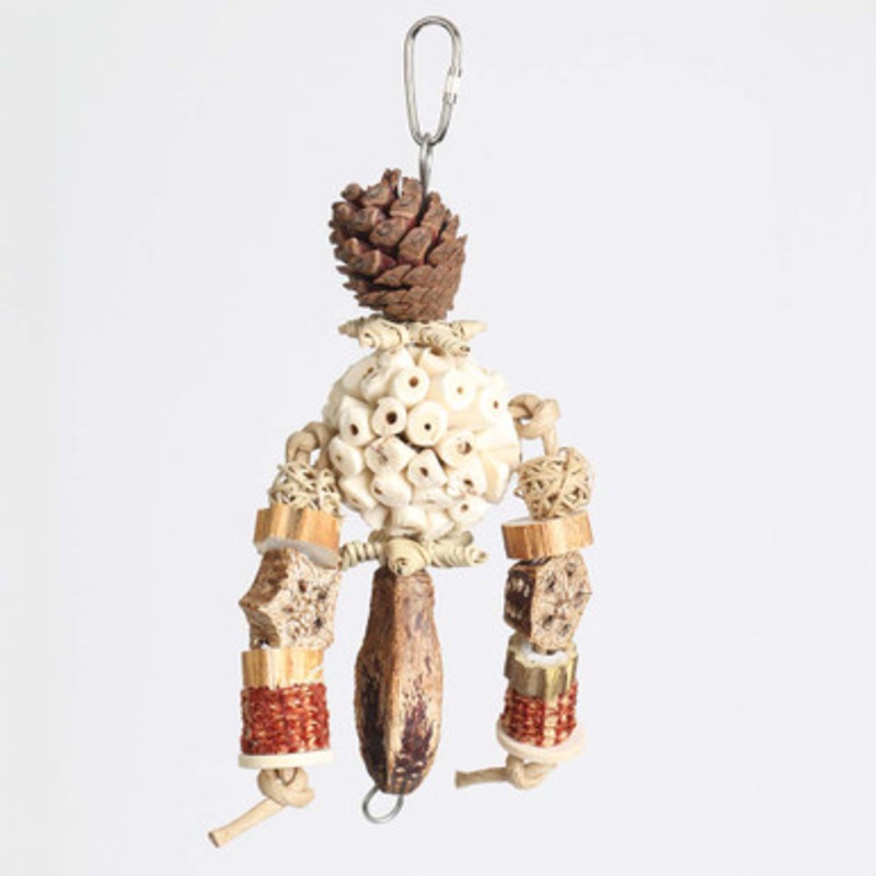 Forest Puppet Sola Ball and Mahogany Pod Natural Parrot Toy