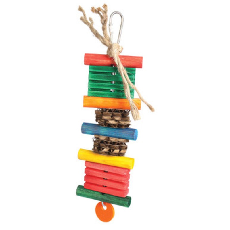 Funny Wood and Cardboard Chewable Parrot Toy