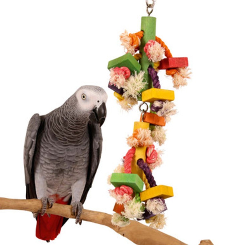 Jumbo Fun Wood and Rope Parrot Toy
