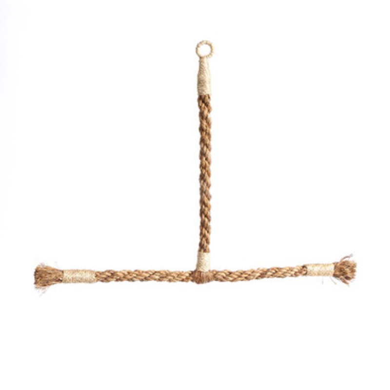 Natural Abaca Rope T Shaped Parrot Perch Medium