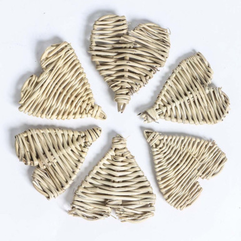 Pack of 6 Small Woven Vine Hearts Parrot Toy Making Parts