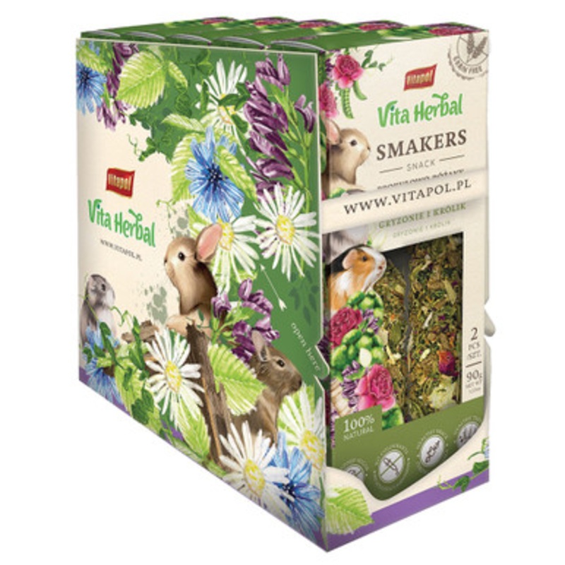 Vitapol Vita Herbal Twinpack Smaker Small Animal Treat Broccoli and Rose Case of 5