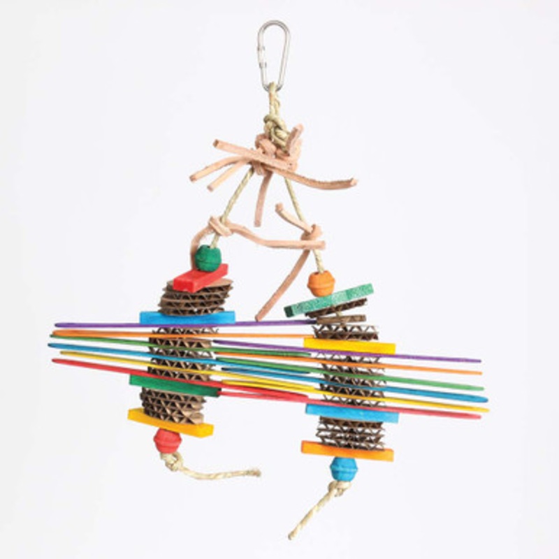 Coloured Bamboo Sticks Twin Stacker Parrot Toy