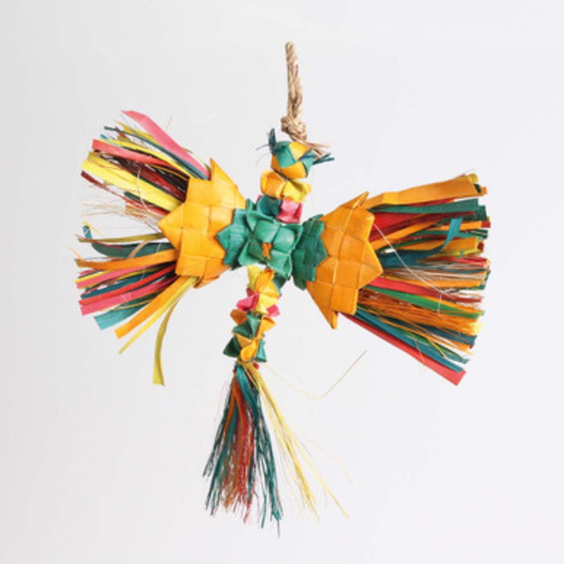 Dragonfly Natural Woven Palm Leaf Parrot Toy Medium