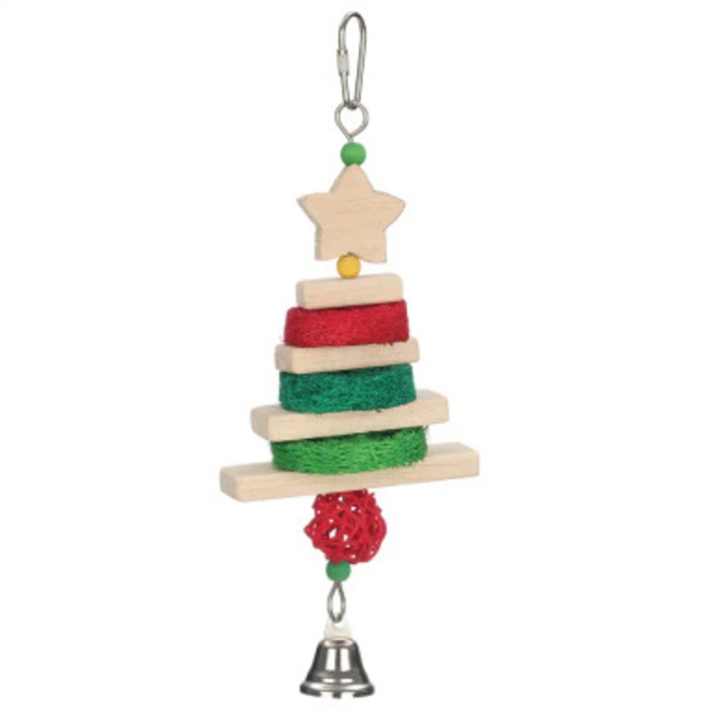 Festive Wood and Loofah Stacker Parrot Toy