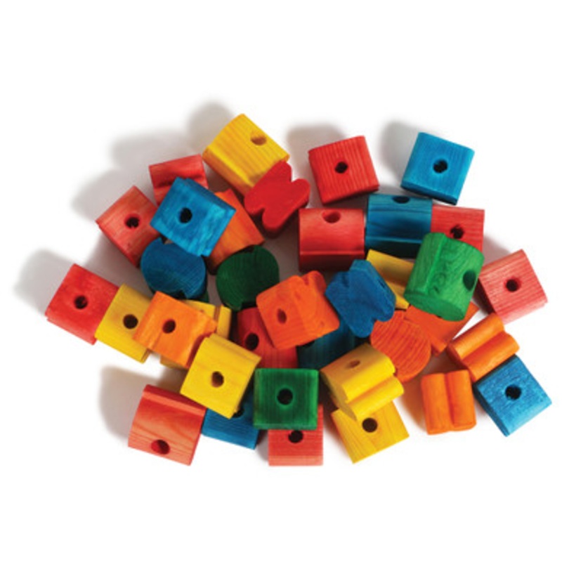 Mixed Coloured Wood Shapes – Pack of 36