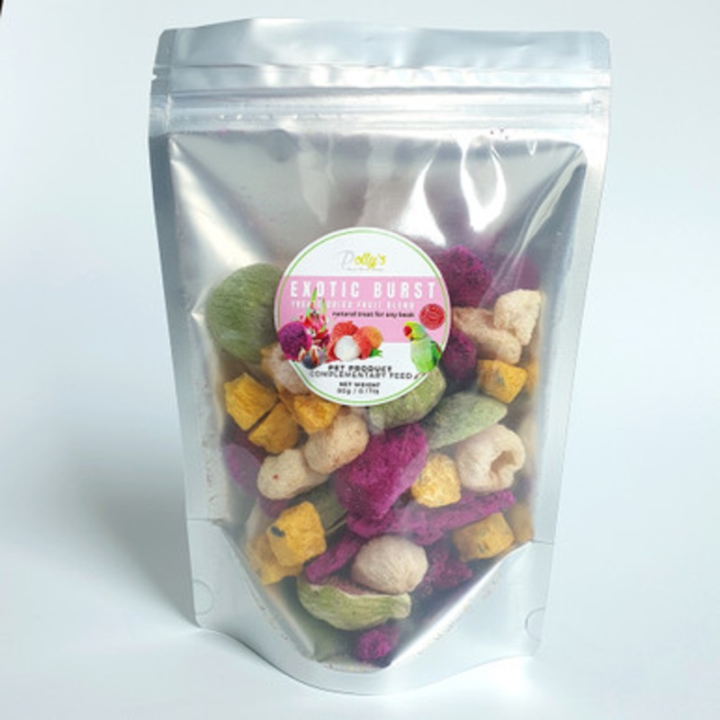 Polly’s 80g Exotic Burst Freeze Dried Fruit Mix for Parrots