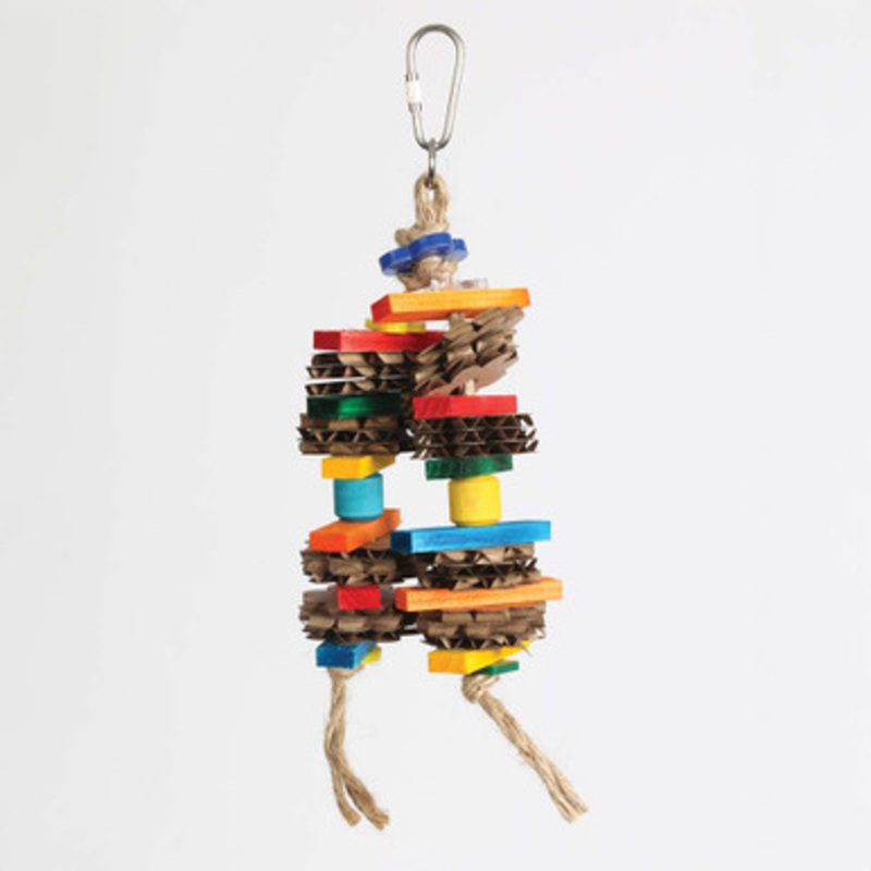 Rimini Wood and Cardboard Stacks Parrot Toy