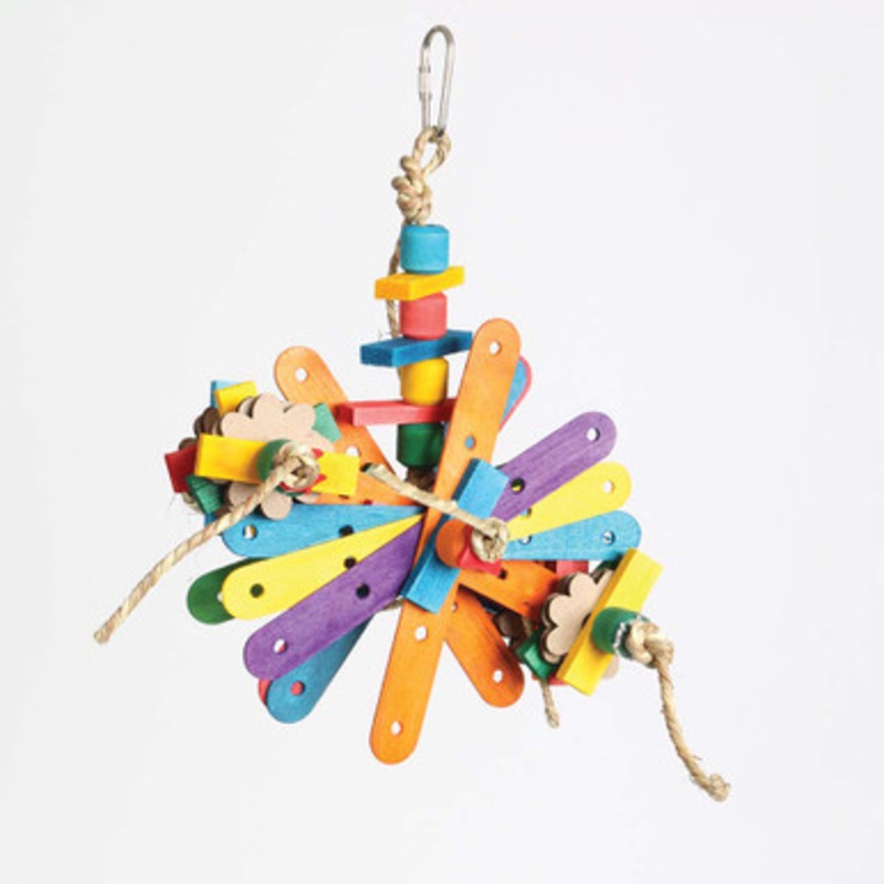 Coloured Bamboo Sticks Rainbow Flower Parrot Toy