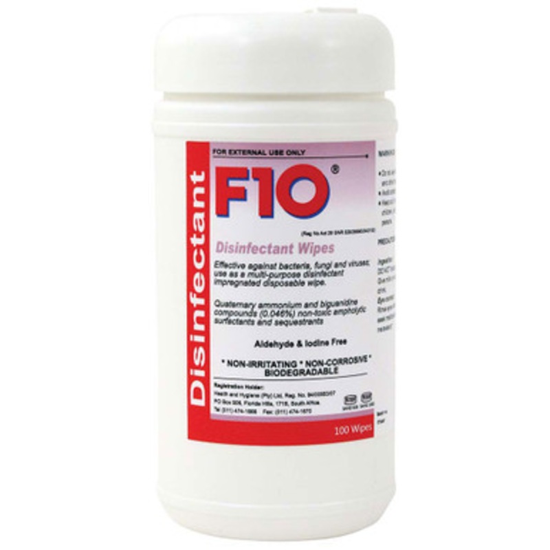 F10 Disposable Disinfectant Wipes Pack of 100