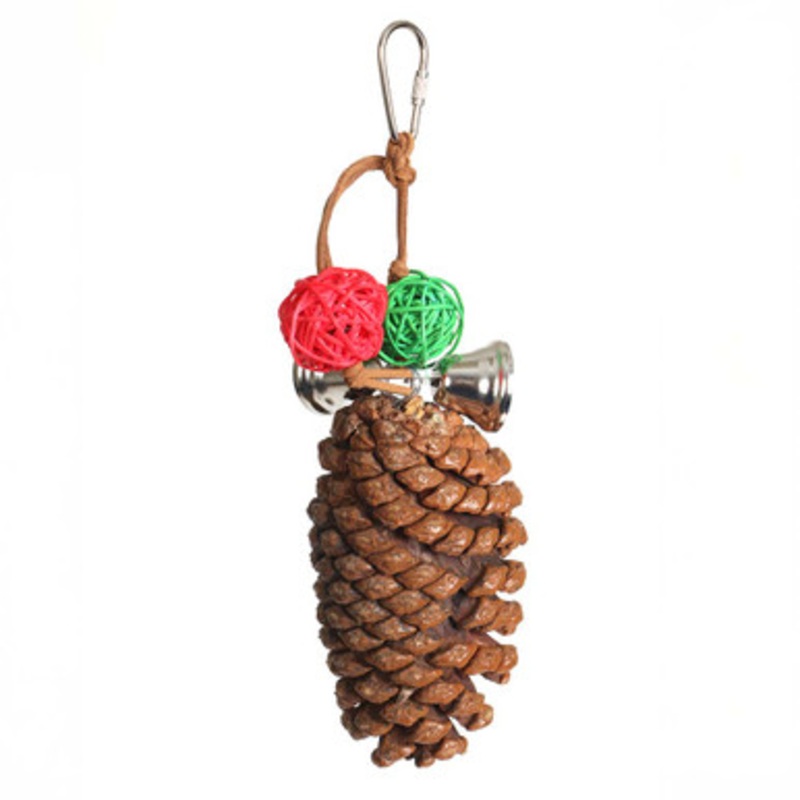 Festive Party Pine Cone Parrot Toy with Bells