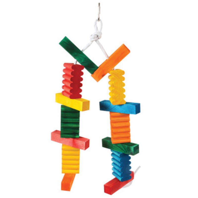 Twin Wavy Blocks Stacker Parrot Toy