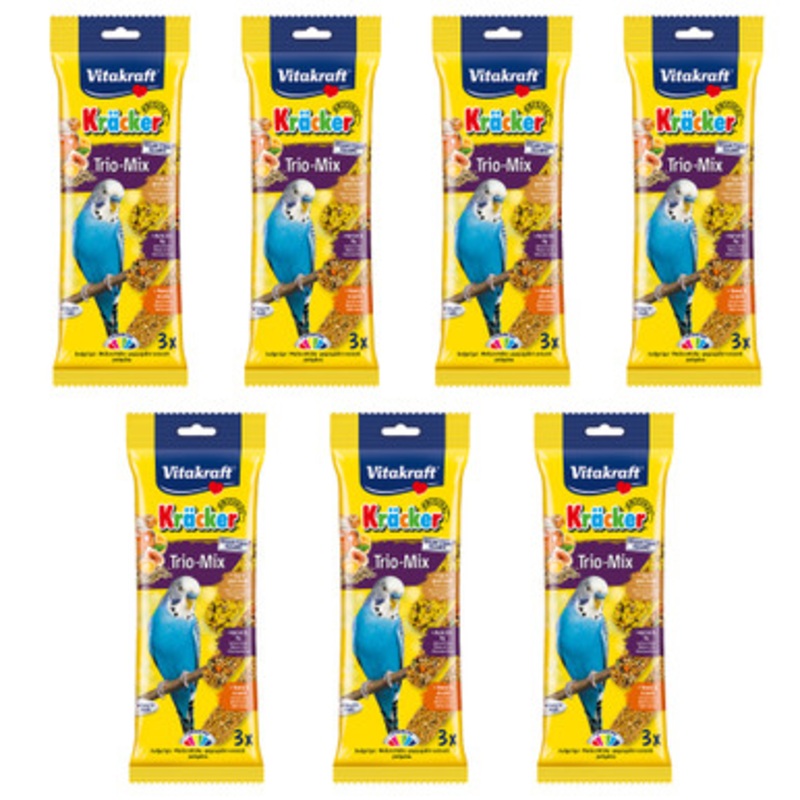 Vitakraft Budgie Treat Sticks Triple Pack with Honey, Egg and Apricot and Fig Case of 7