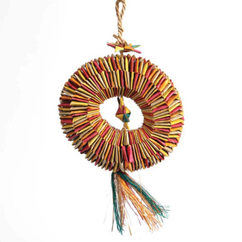 Bird Tire With Star Large Natural Woven Palm Leaf Parrot Toy