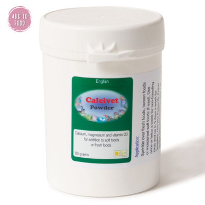 Calcivet – 80g – Powdered Calcium & D3 Bird Supplement