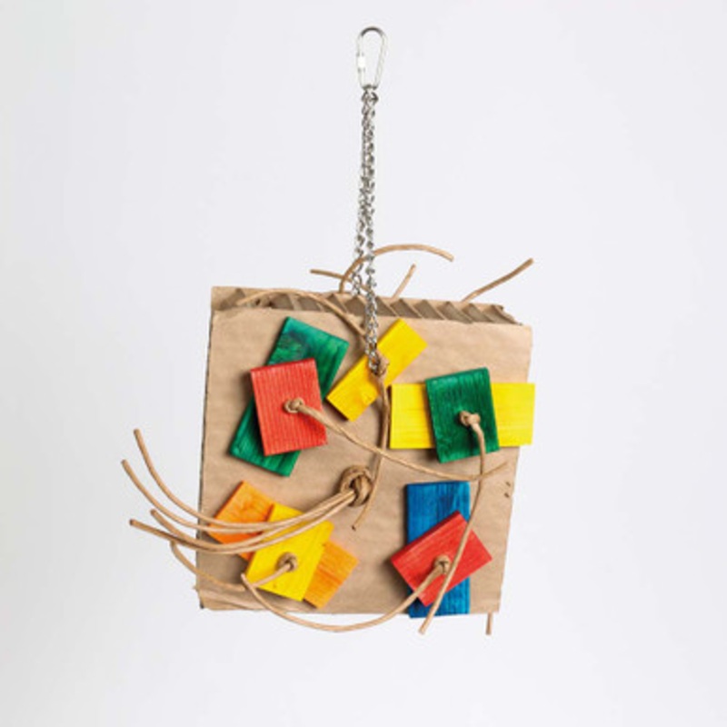 Chunky Shredding Block Cardboard and Wood Parrot Toy Medium