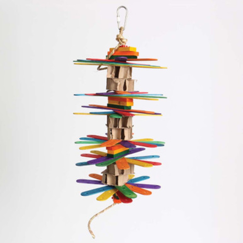 Coloured Bamboo Sticks Stacker Parrot Toy Large
