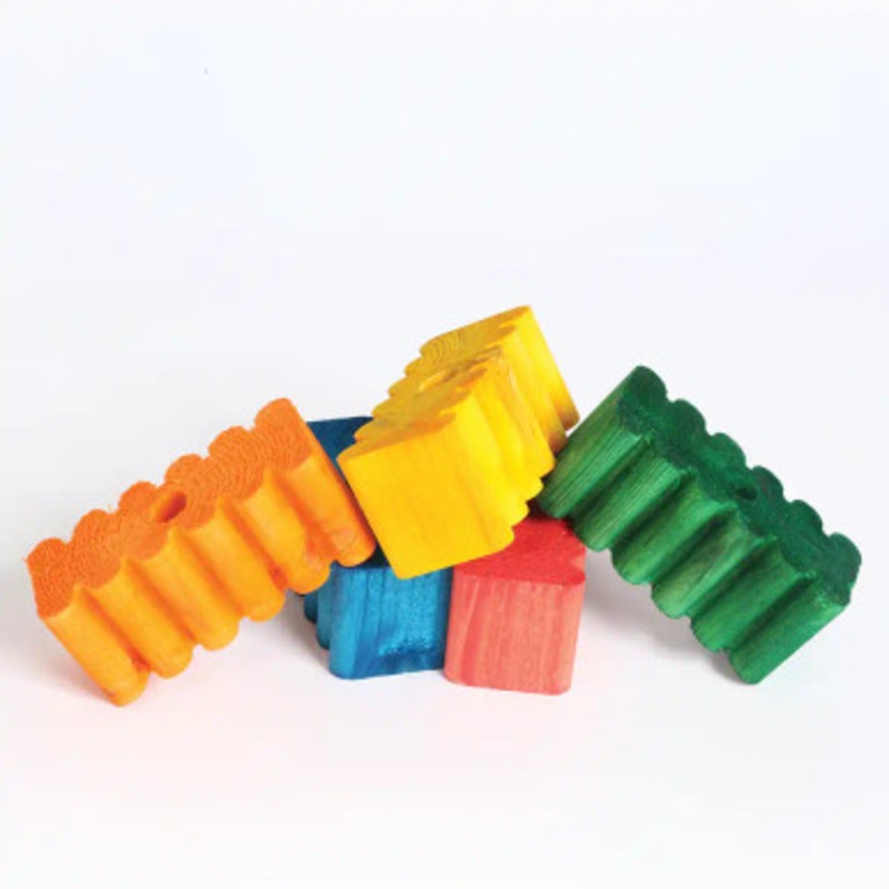 Coloured Chunky Groovy Blocks – Parrot Toy Parts – Pack of 5