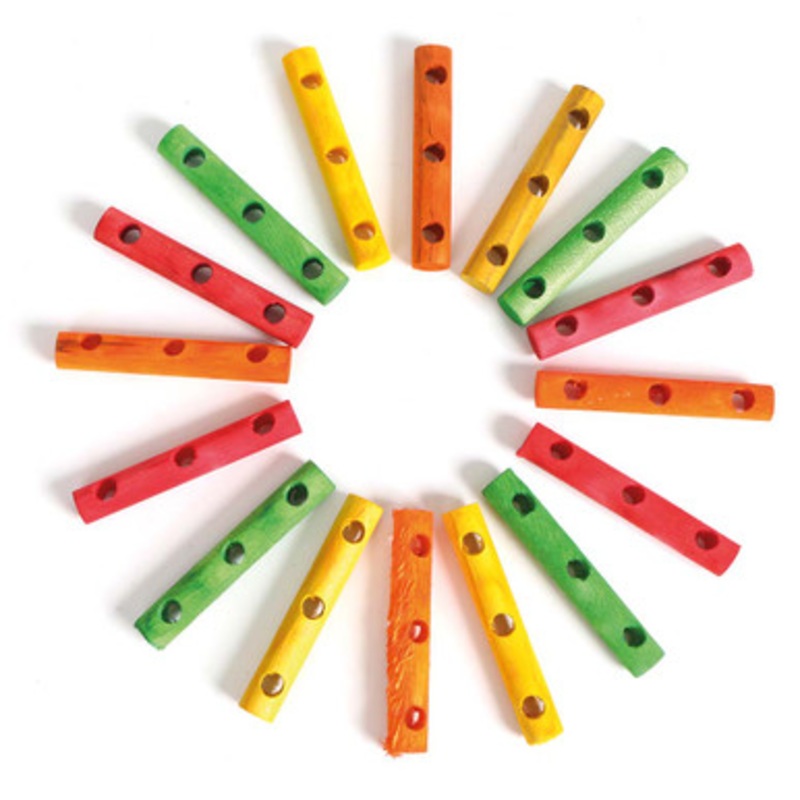 Colourful Wood Drilled Dowels Parrot Toy Parts Pack of 16