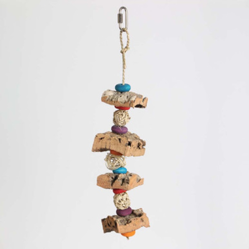 Corky Block and Vine Ball Tower Natural Parrot Toy