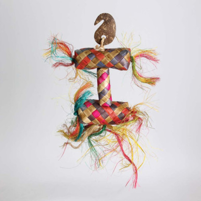 Stacked Palm Leaf Pinata Tower Natural Parrot Toy