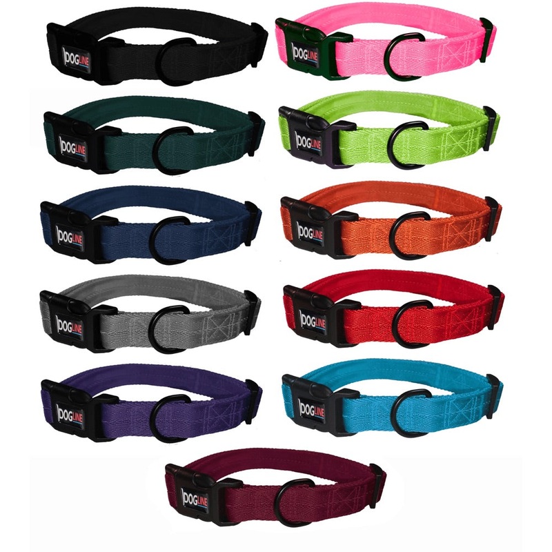 Dogline Nylon Flat Collar|Small 9-13|Medium 11-16|Large 13-20|X-Large 16-24|Berry|Grey|Purple|Red|Navy Blue|Teal|Black|Pink|Cyan Blue