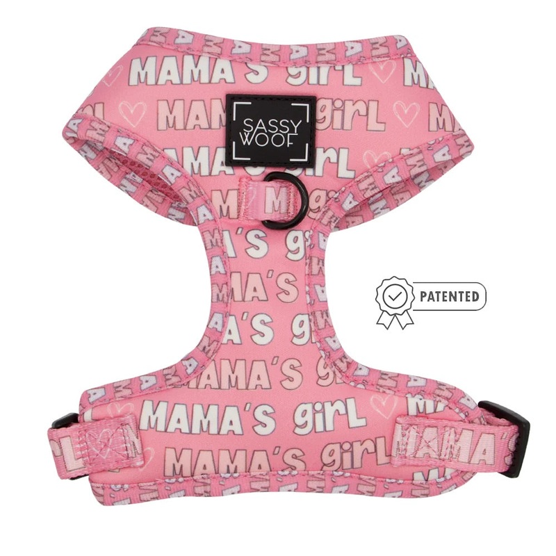 Sassy Woof Pink & White ADJUSTABLE HARNESS – MAMA’S GIRL
