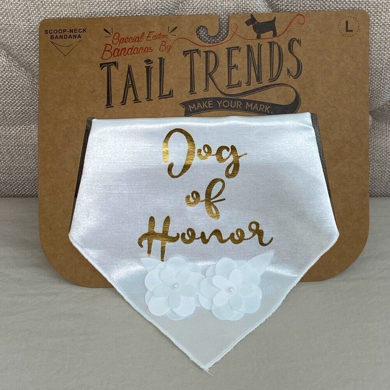 Tail Trends Dog of Honor Pressed Flower Wedding Bandana – Large